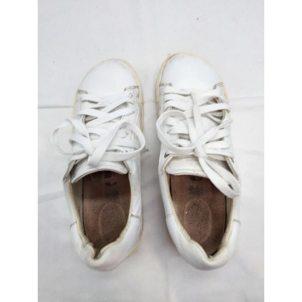 BIRKENSTOCK Low Top Leather Sneakers White Lace Up Size 39 S Used